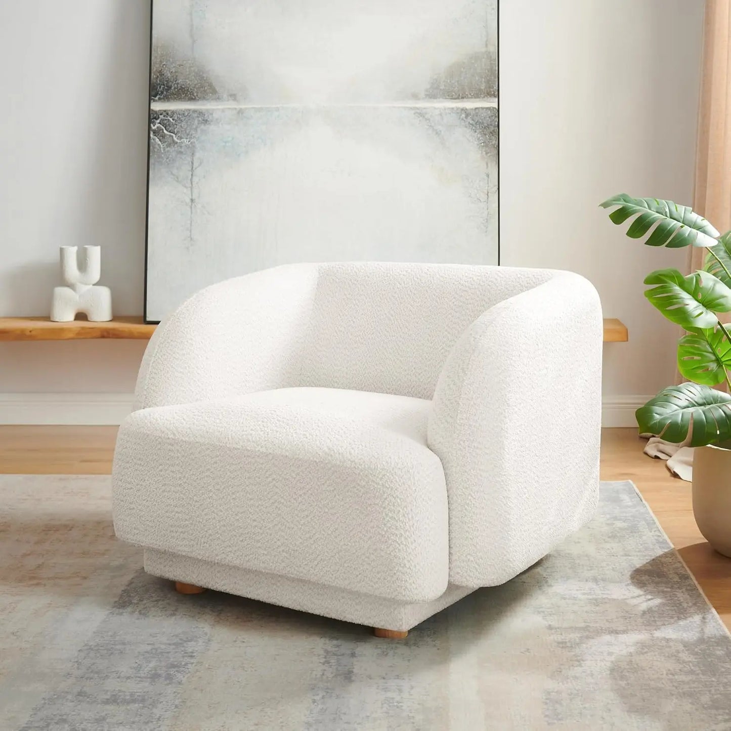 HUANZHUANG Modern Upholstered Living Room Chair With Wood Legs For Home Comfort And Style