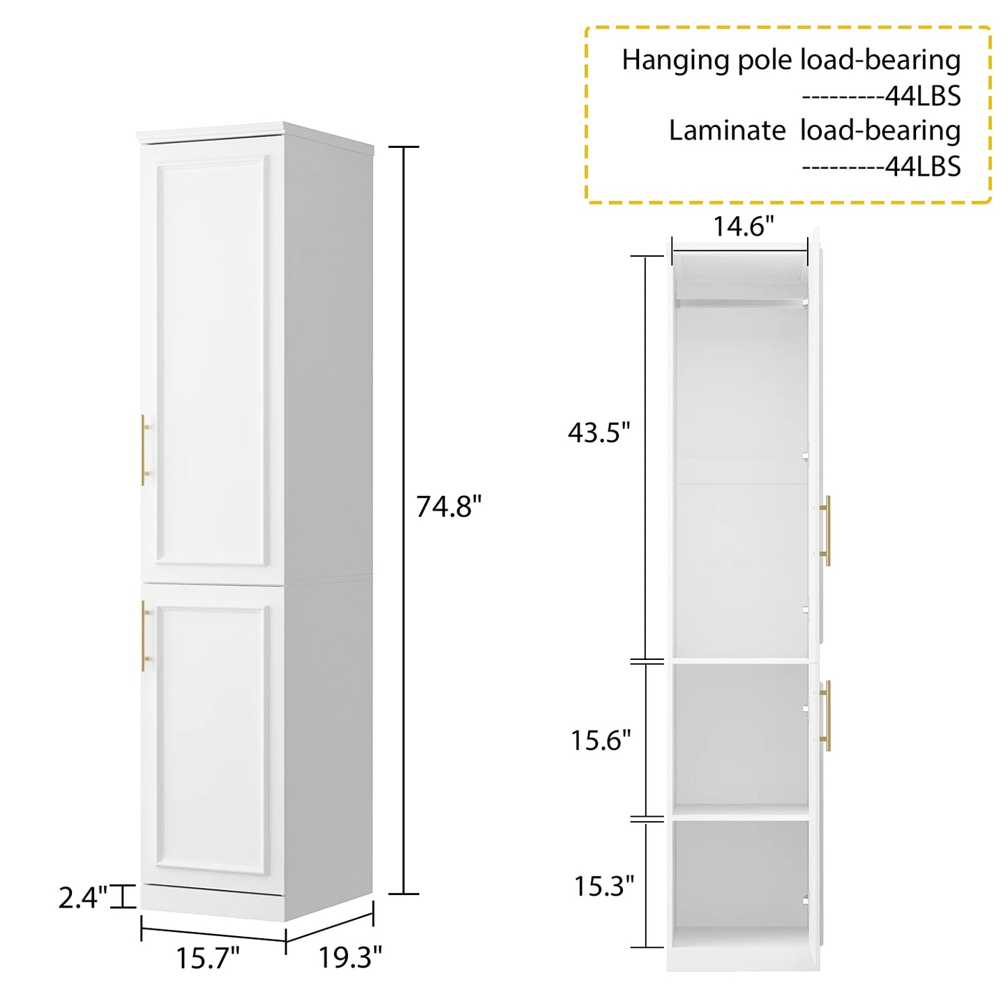 FUFU&GAGA Luxurious Wardrobe Armoire With Hanging Rod UltraExpandable Customizable Shelving