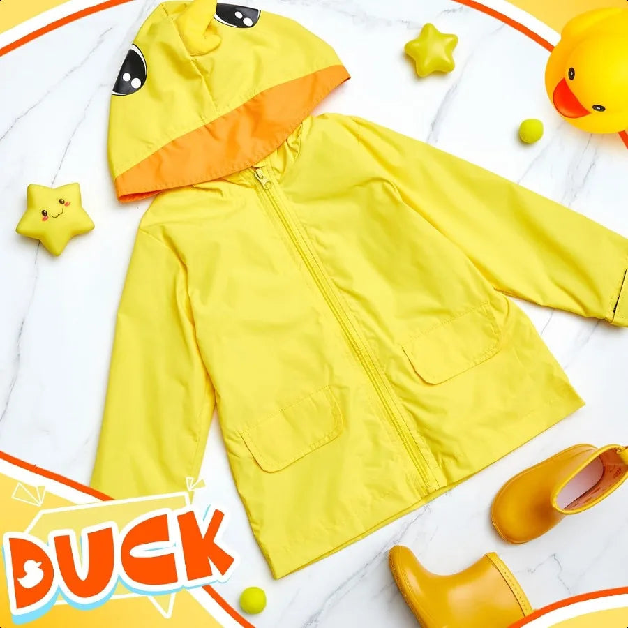 Toddler Raincoat and Boots Set Cartoon Hoodie Zipper Jacket
