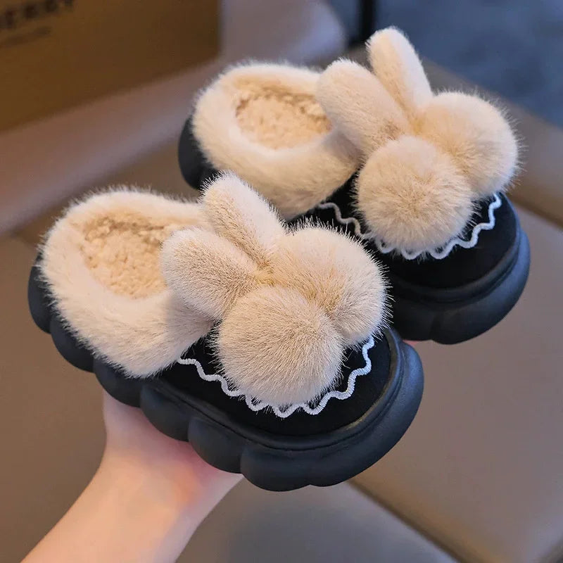 Kids Winter Cotton Slippers Slip On Soft Non Slip Soles