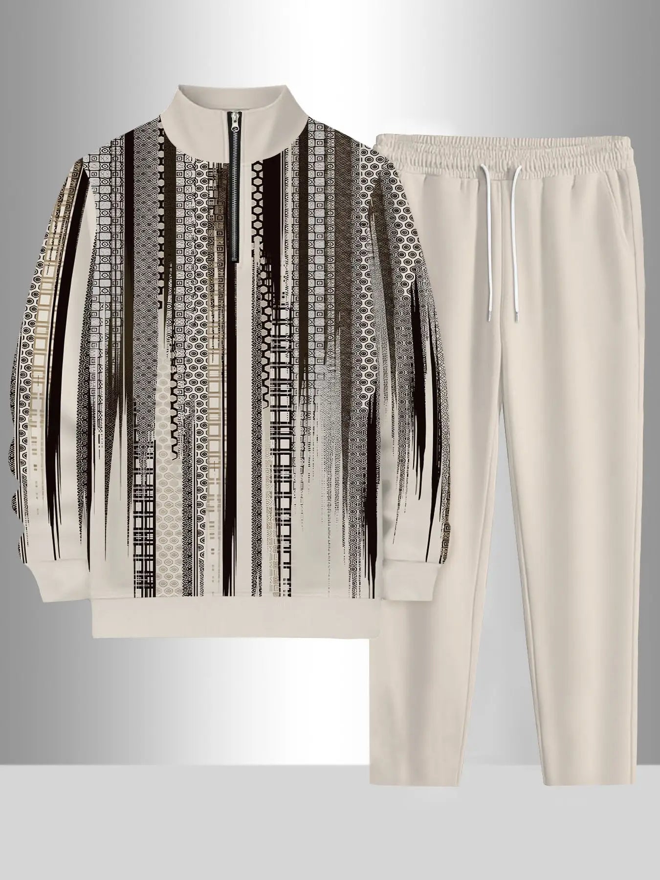 Men's European American Sports Knit Top and Pants Set