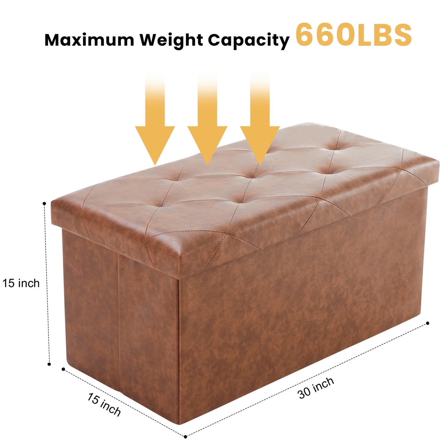 JHK Leather Storage Ottoman Bench With Toy Box Living Room