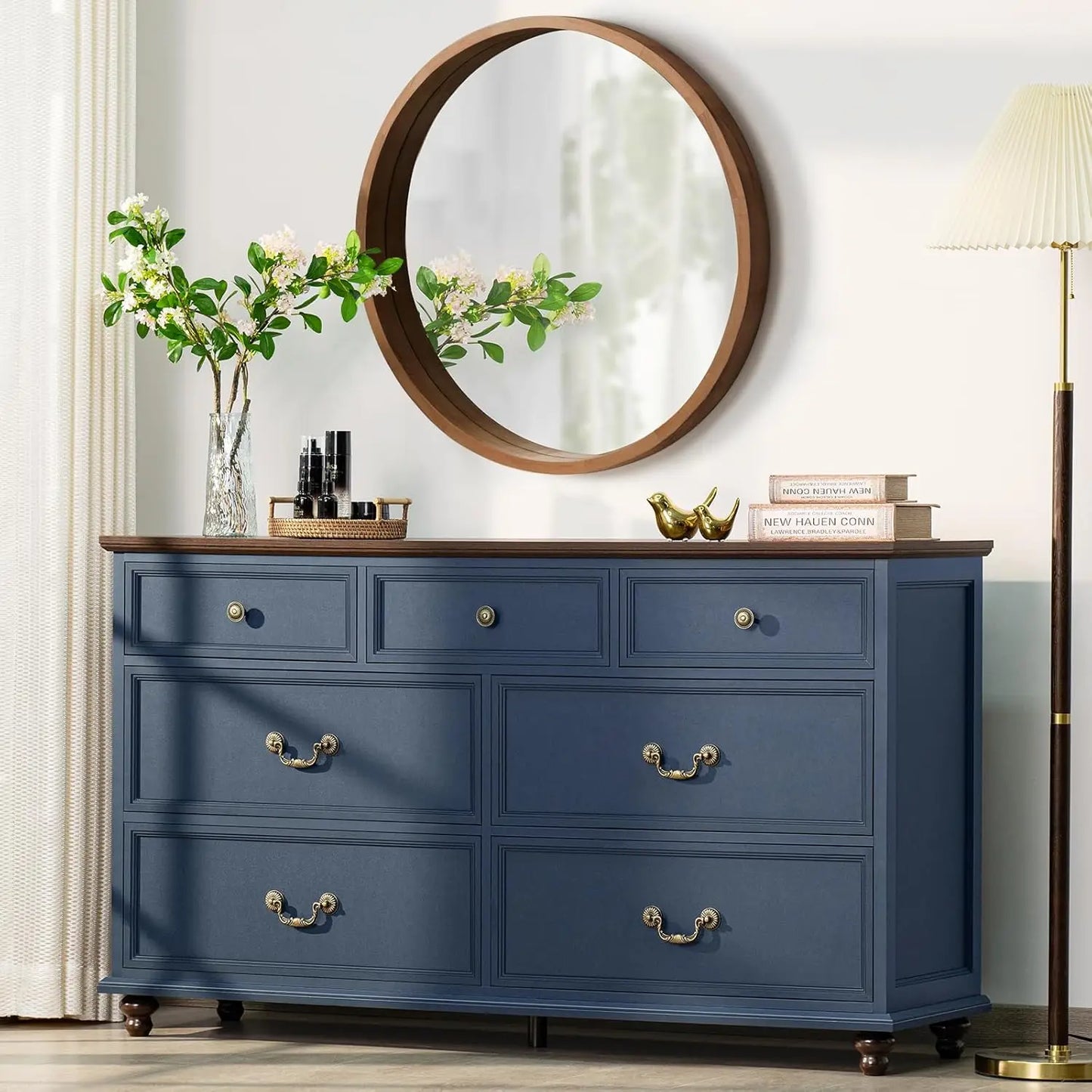 Farmhouse Rustic 7-Drawer Dresser for Bedroom