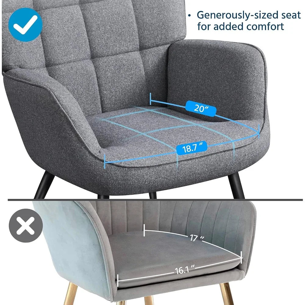 MKDK Modern Accent Chair With Ottoman Set High Back Metal Legs Oversized Lounge Chair