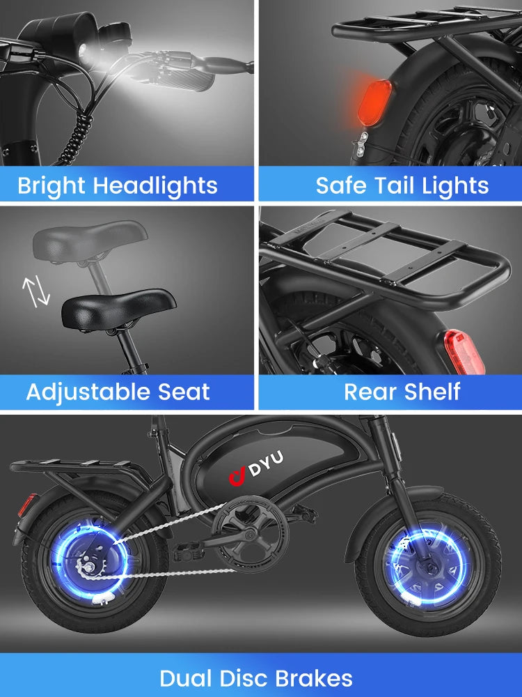 DYU D3F Mini Foldable Electric Bicycle With 500W Motor 36V Lithium Battery For Commuting