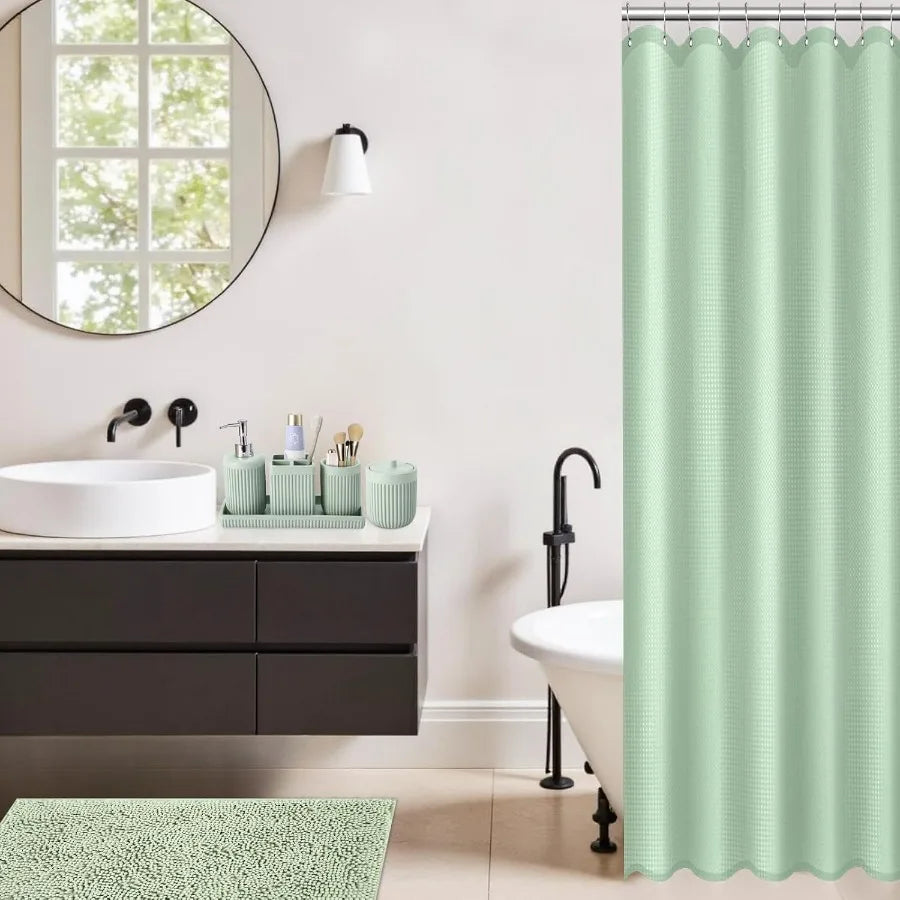 8-Piece Resin Bathroom Set With Shower Curtain And Accessories