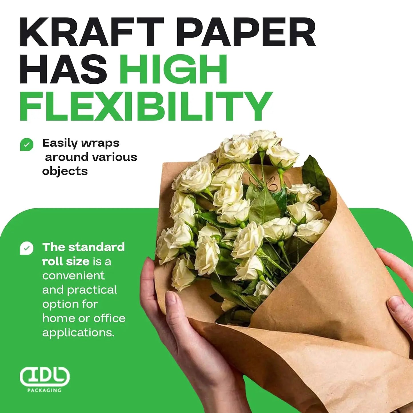 XMSJ USA Made Large Brown Kraft Paper Roll 30 Lb For Packing