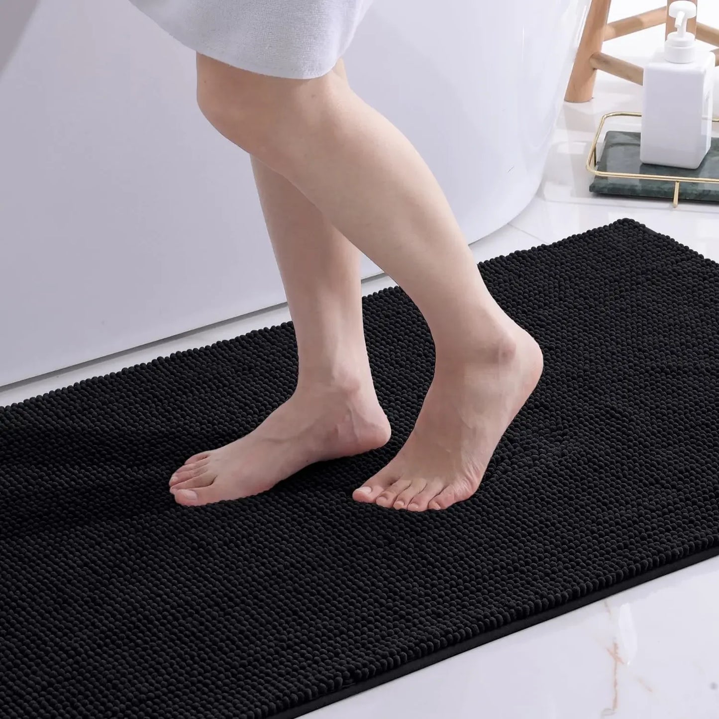 Kitinjoy Bathroom Non-Slip Plush Chenille Bath Mats For Quick Drying