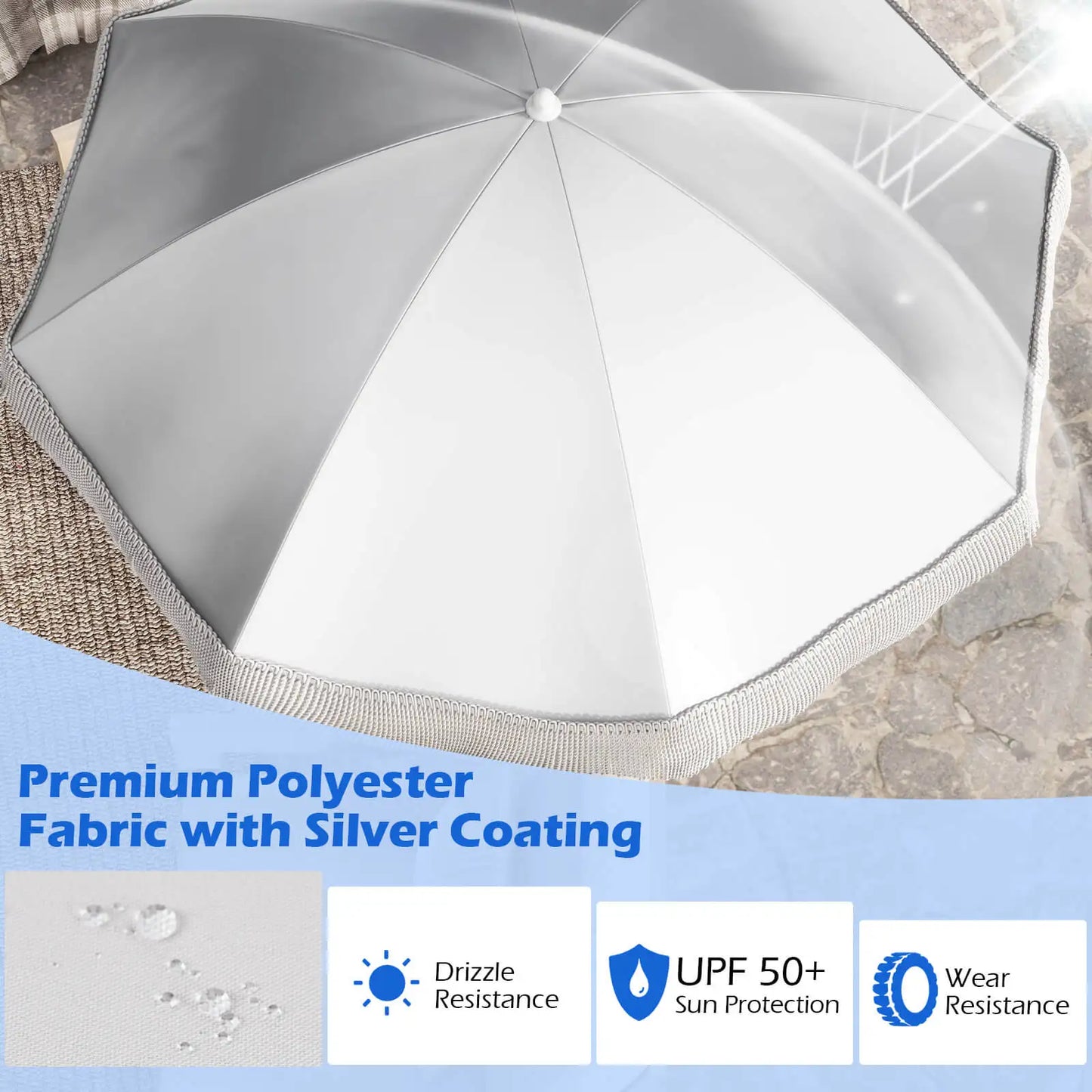 HOMASIS Outdoor Fringe Patio Umbrella With Tilt And Carry Bag