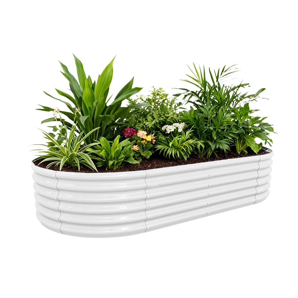 Tramull Galvanized Oval Raised Garden Bed Planter