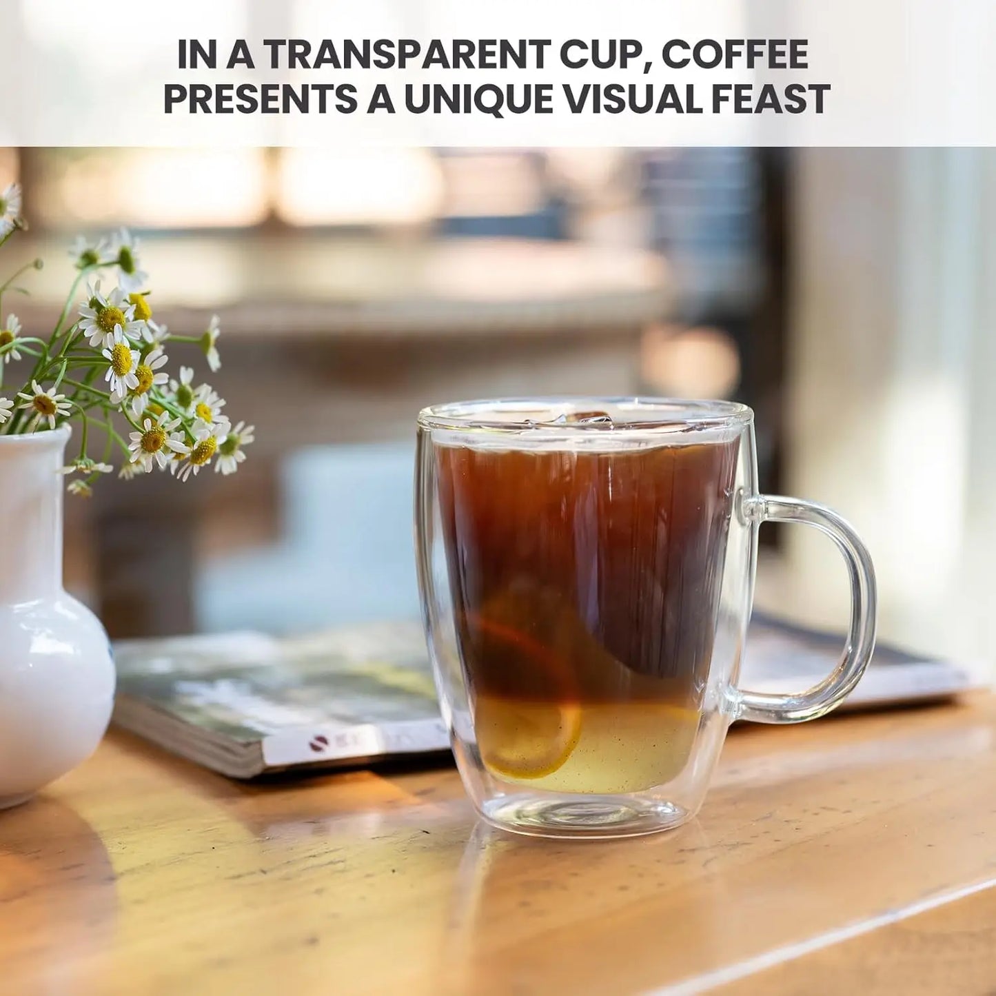 Drinkware Double Wall Glass Coffee Cups Set Transparent
