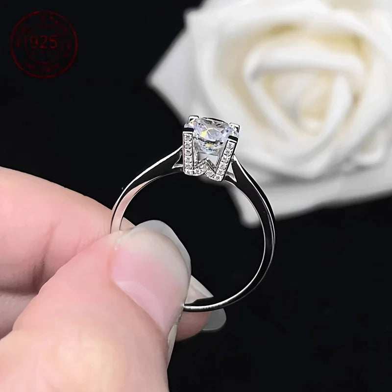 WPOOCC Zircon Ring 925 Silver Radiant Cut Engagement Jewelry