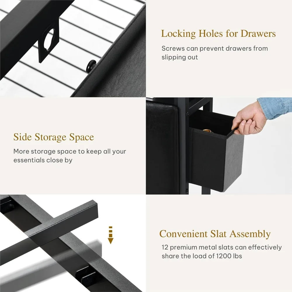 DAFIFY Upholstered Platform Bed Frame With Storage Drawers