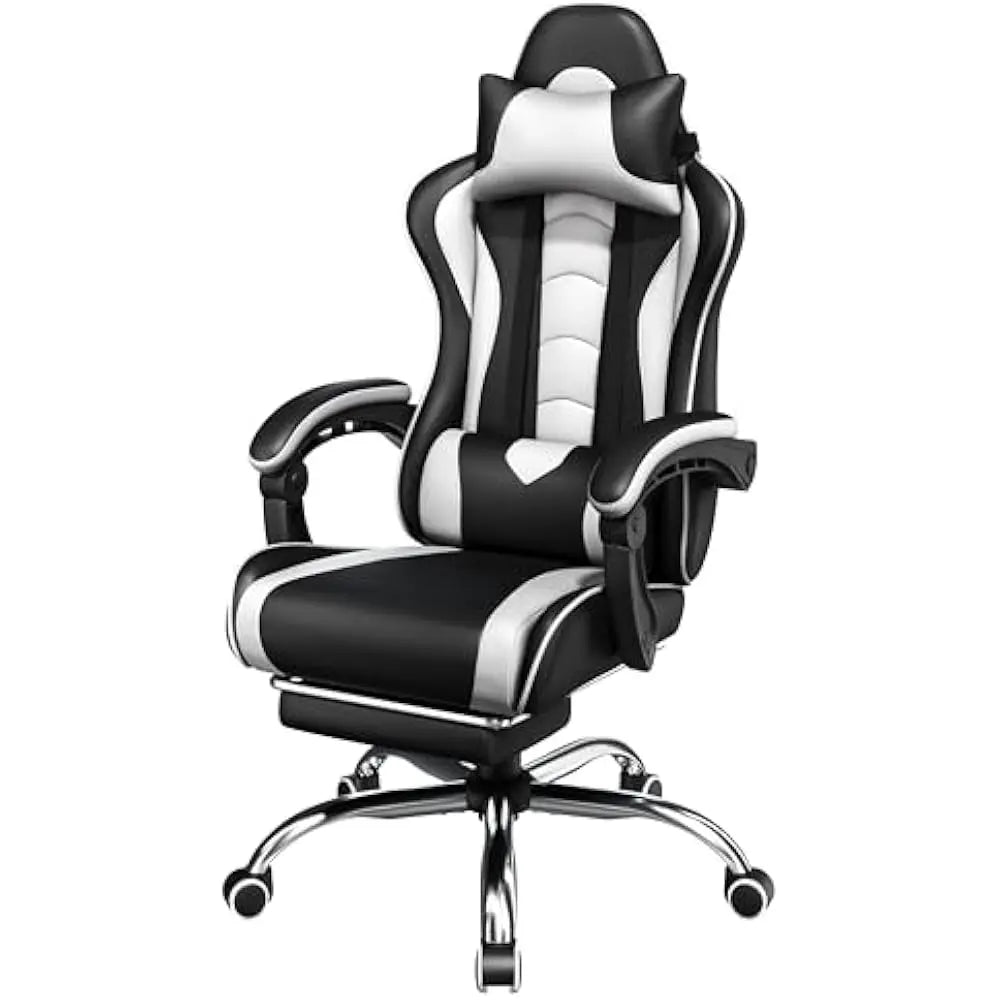 Ergonomics Gaming Chair With Swivel Seat And Headrest Massage Lumbar Support And Footrest