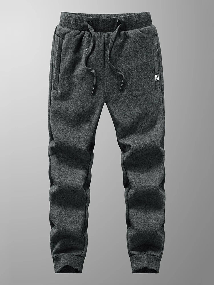Anbican Winter Men's Fleece Joggers With Zip Pockets