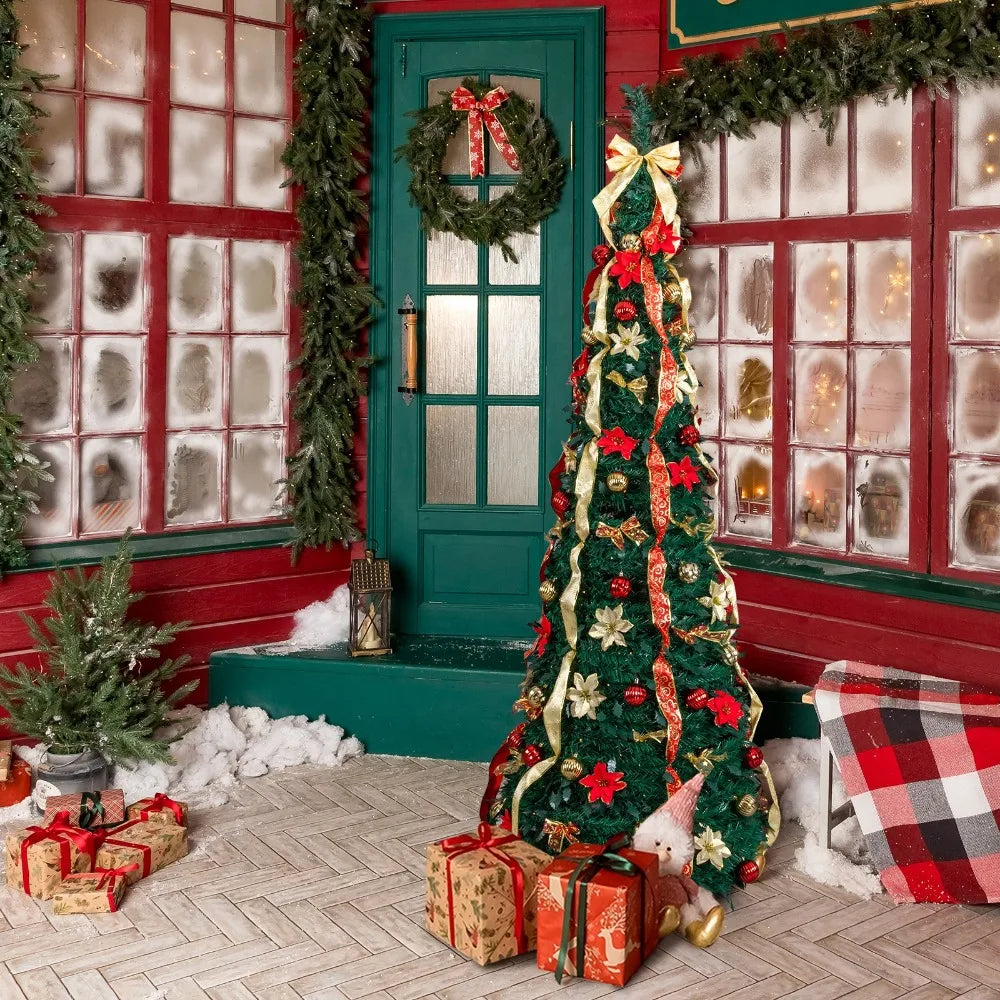 Artificial Christmas Tree With Warm Lights And Ornaments