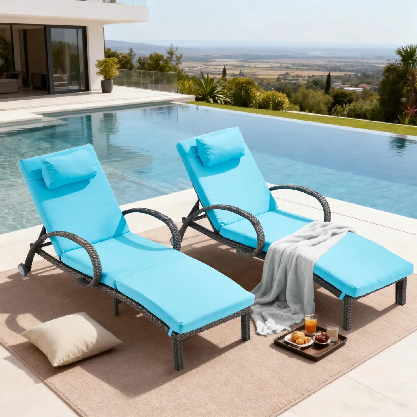 ZHENDAI Outdoor Pool Lounge Chairs With Adjustable Back