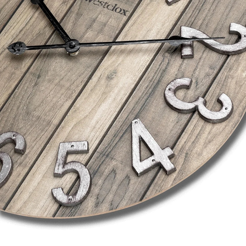 Rustic Wood Grain Wall Clock Analog Quartz Decor Living Rooms