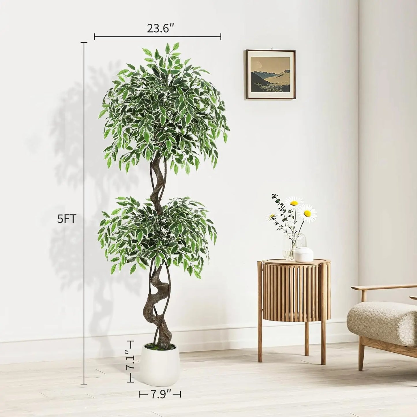 HiMISS Artificial Ficus Tree Indoor Outdoor Decor For Office