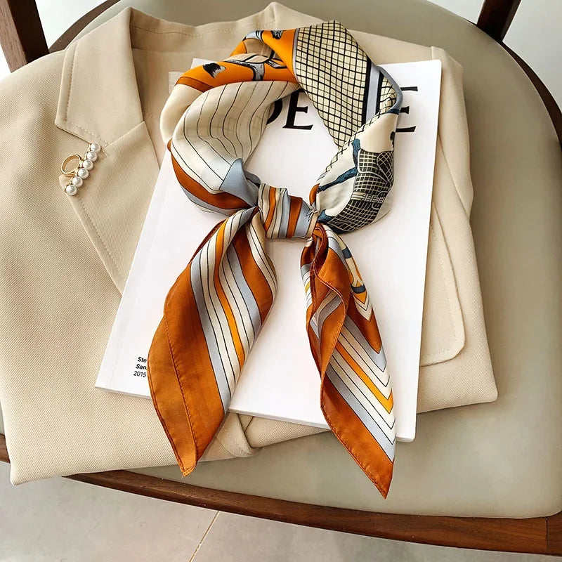 IroJeff Horse Print Silk Square Scarf For Women Elegant