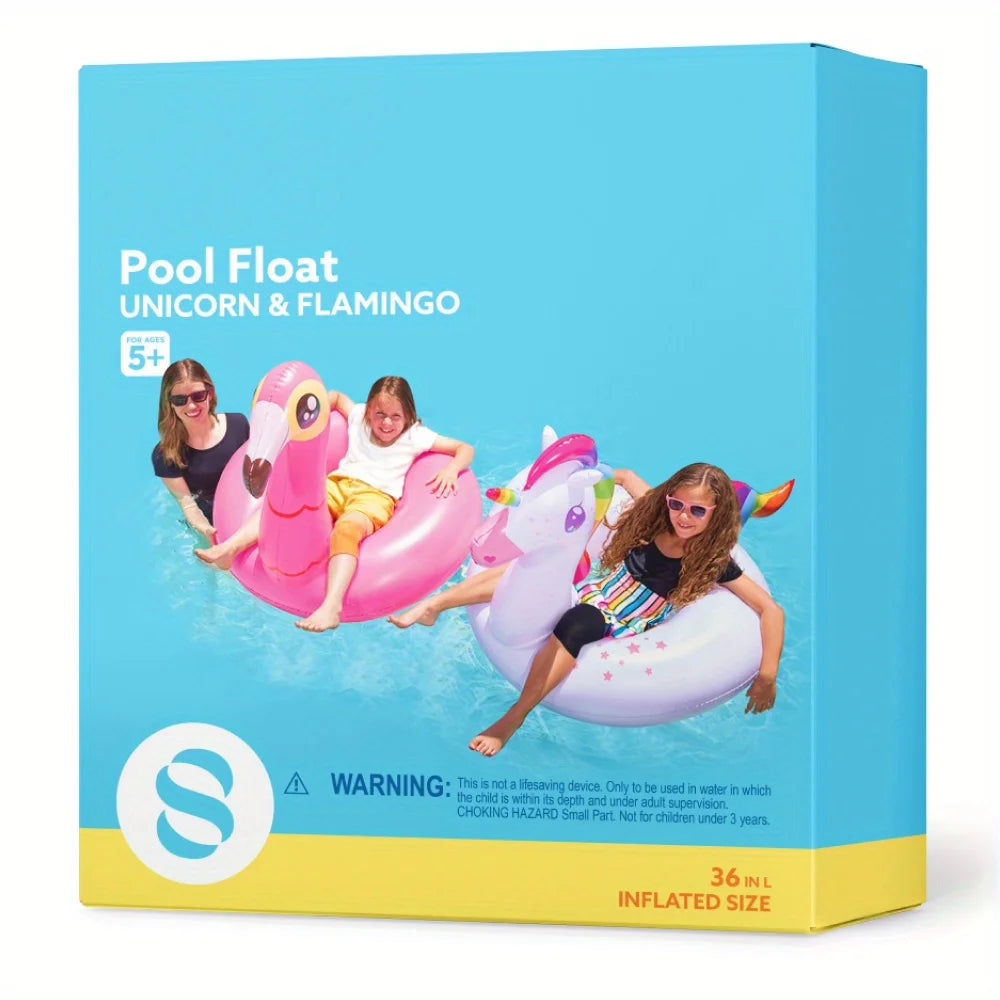 Joyfy Dual Pack Flamingo Unicorn Pool Floats for Kids