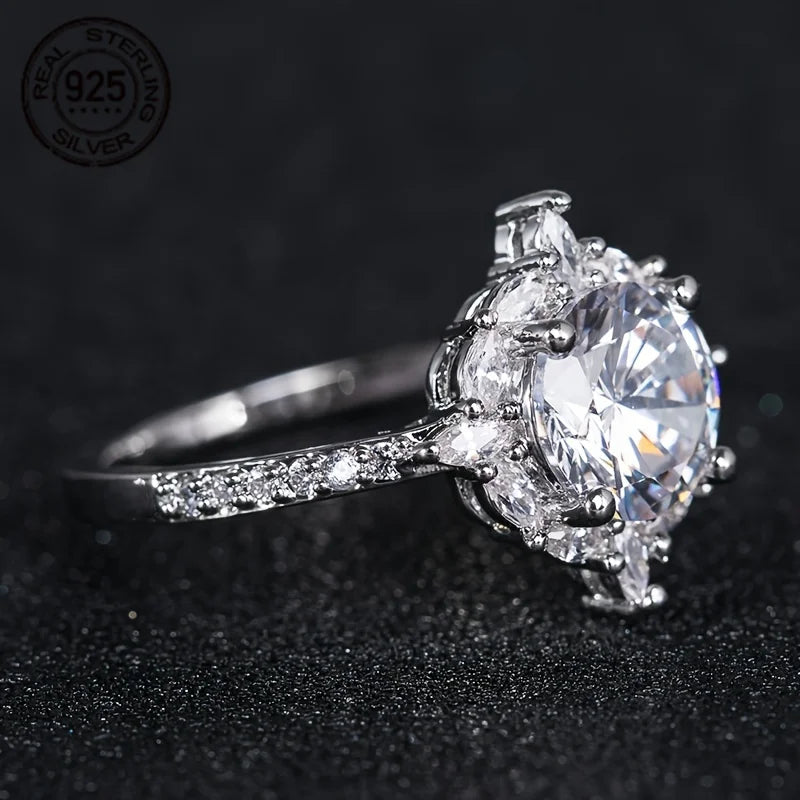 WPOOCC 925 Sterling Silver Zircon Wedding Band For Women