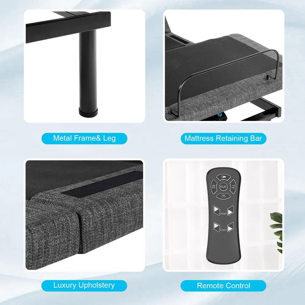 Adjustable Bed Frame With Gel Memory Foam Mattress Box