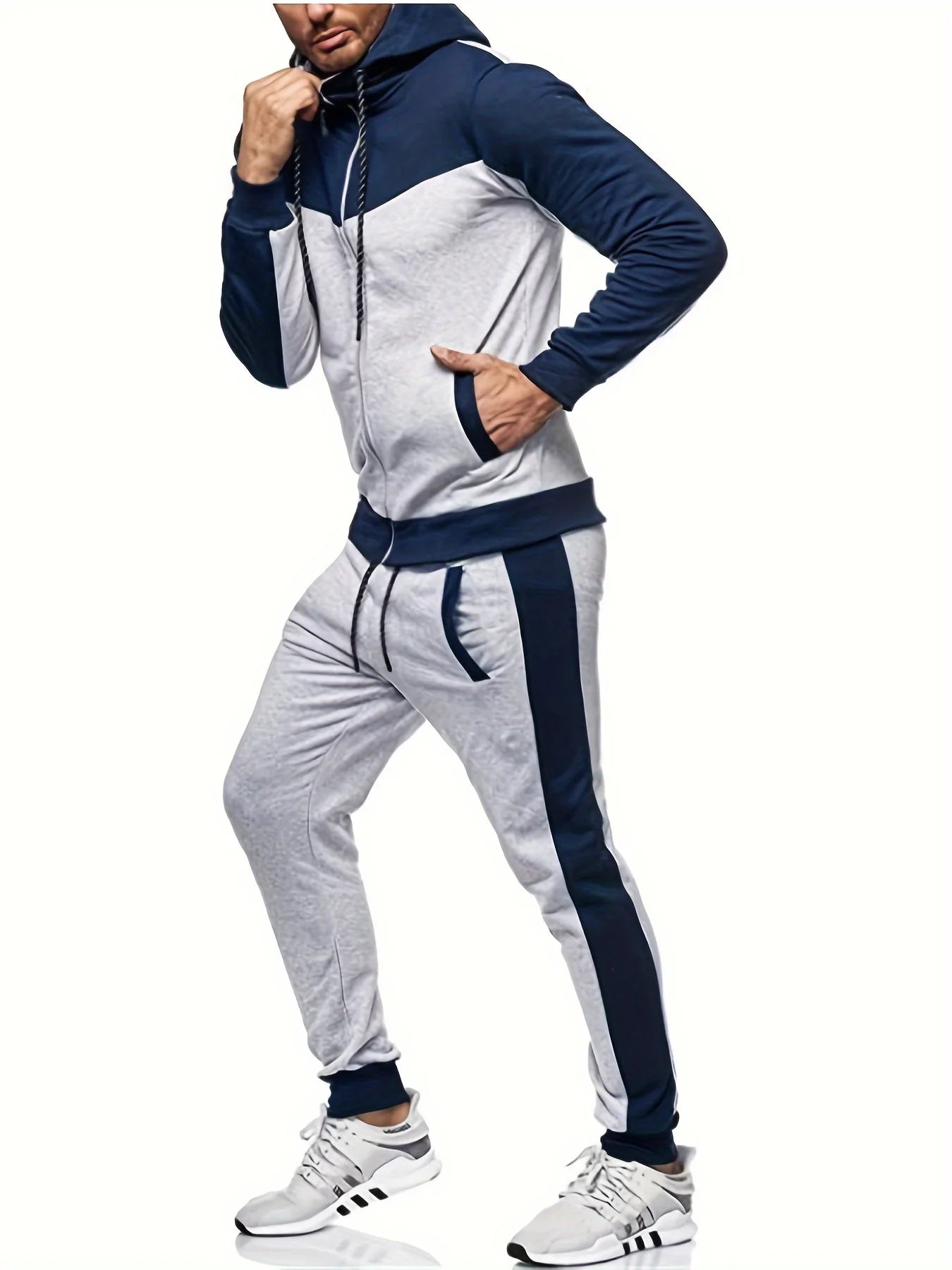 Autumn And Winter Men's Hooded Cardigan Set For Leisure Wear