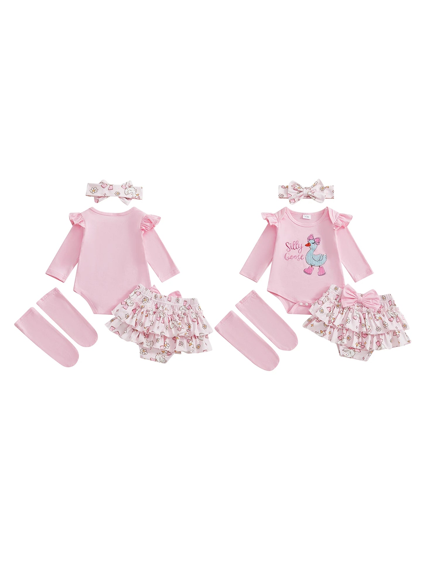 Toddler Winter Plaid Bear Applique 5-Piece Christmas Outfit Set