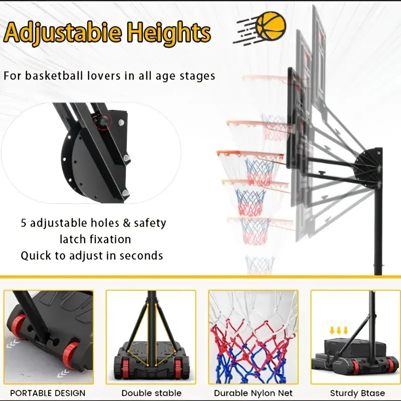 Outdoor Adjustable Portable Basketball Hoop System Pro