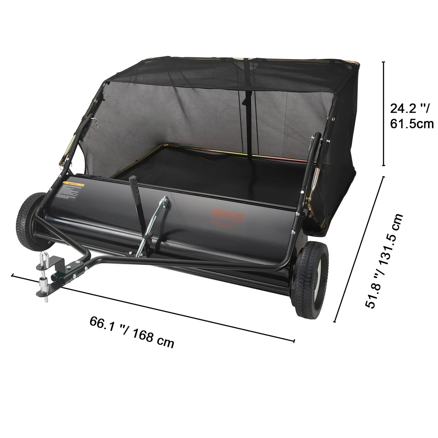 SucceBuy Tow Behind Lawn Sweeper With Adjustable Sweeping Large Capacity