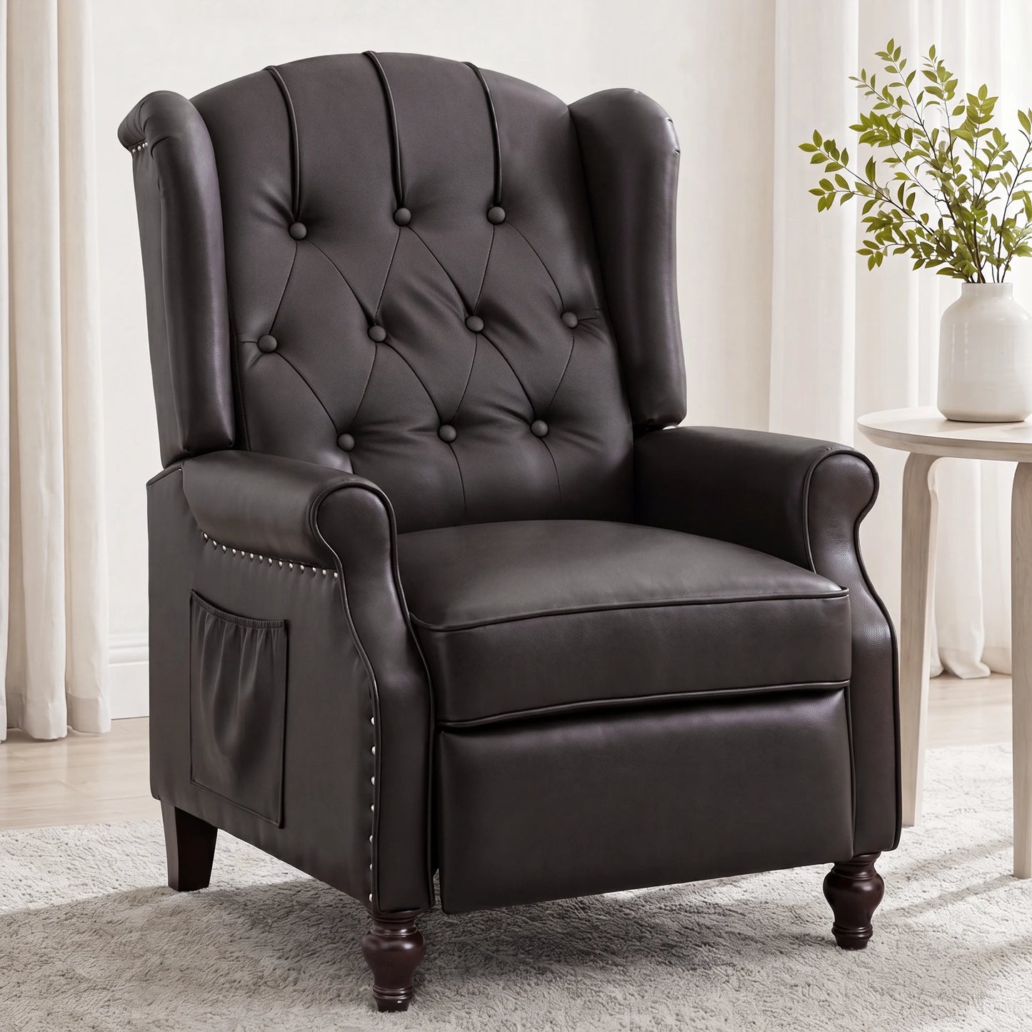 Tcgbkaf Mid Century Wingback Recliner With Heated Massage