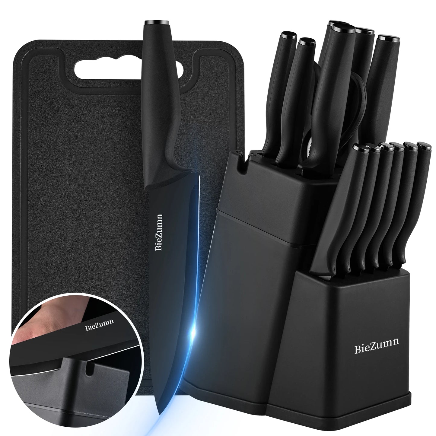 Mothe Knife Set With Built In Sharpener And Cutting Board German Stainless Steel