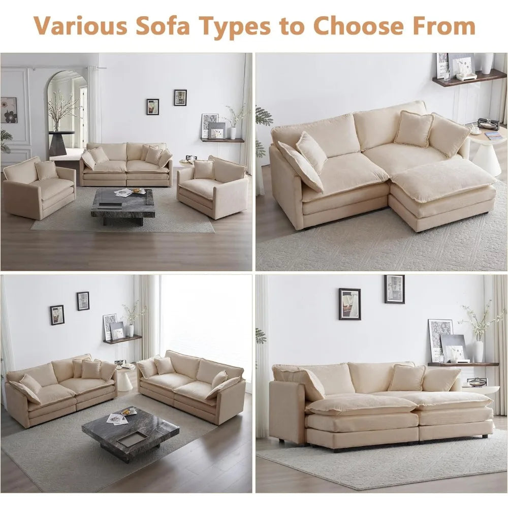 Luxury Chenille 2 Piece Sofa Set Modern Living Room Comfort