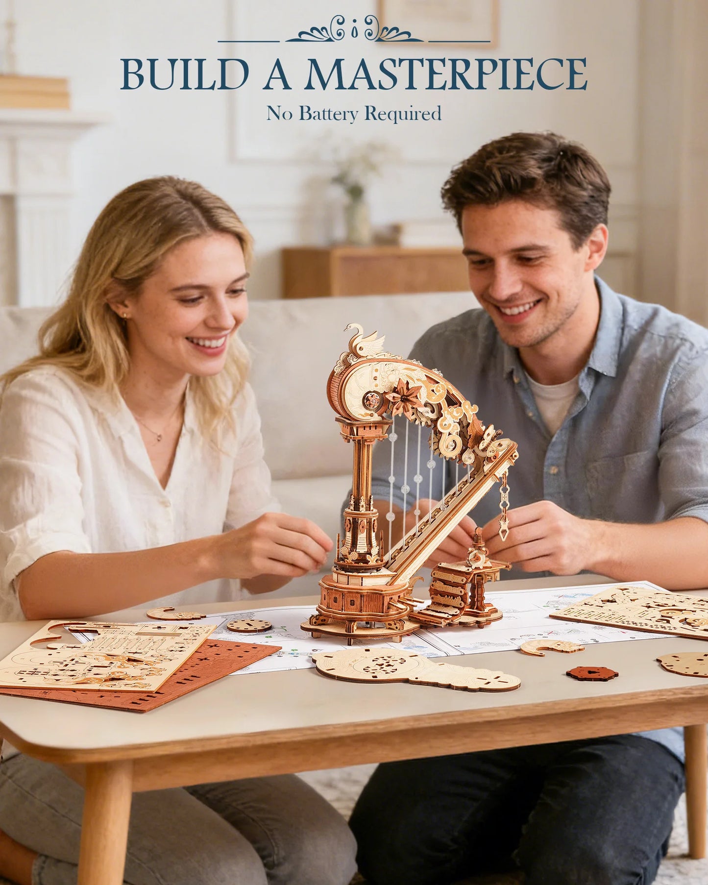 ROKR Magic Harp Music Box 3D Puzzle Kit Home Decor