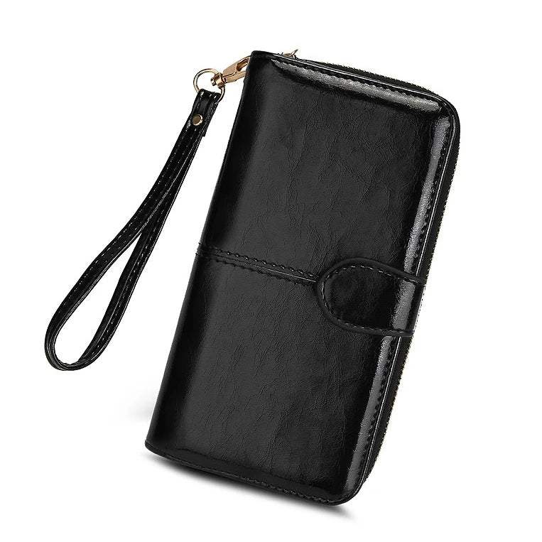NONECN Anti-Theft PU Leather Women Wallet Long Zipper