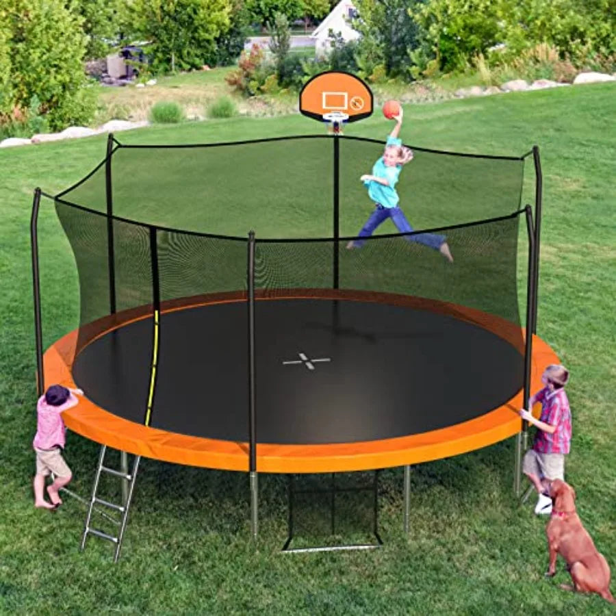 Outdoor Trampoline With Steel Frame, UV-Resistant Mat, Safety Net