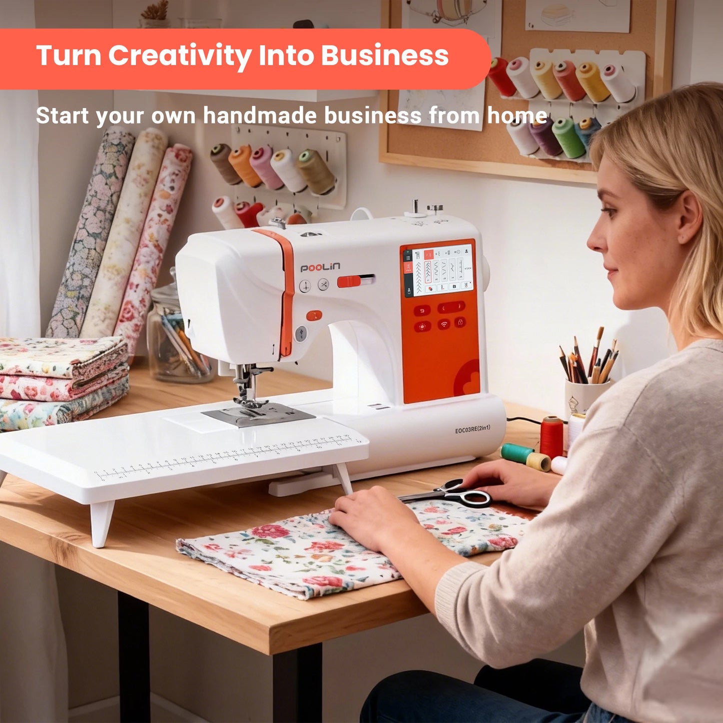 2-in-1 Embroidery and Sewing Machine for Beginners EOC03