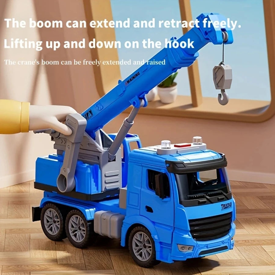 Diecast Construction Crane Truck Toy With Lights And Sounds