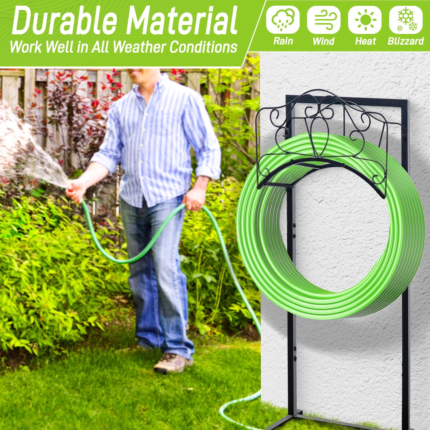 Garden Hose Holder Stand Heavy Duty Metal Freestanding Hose Hanger