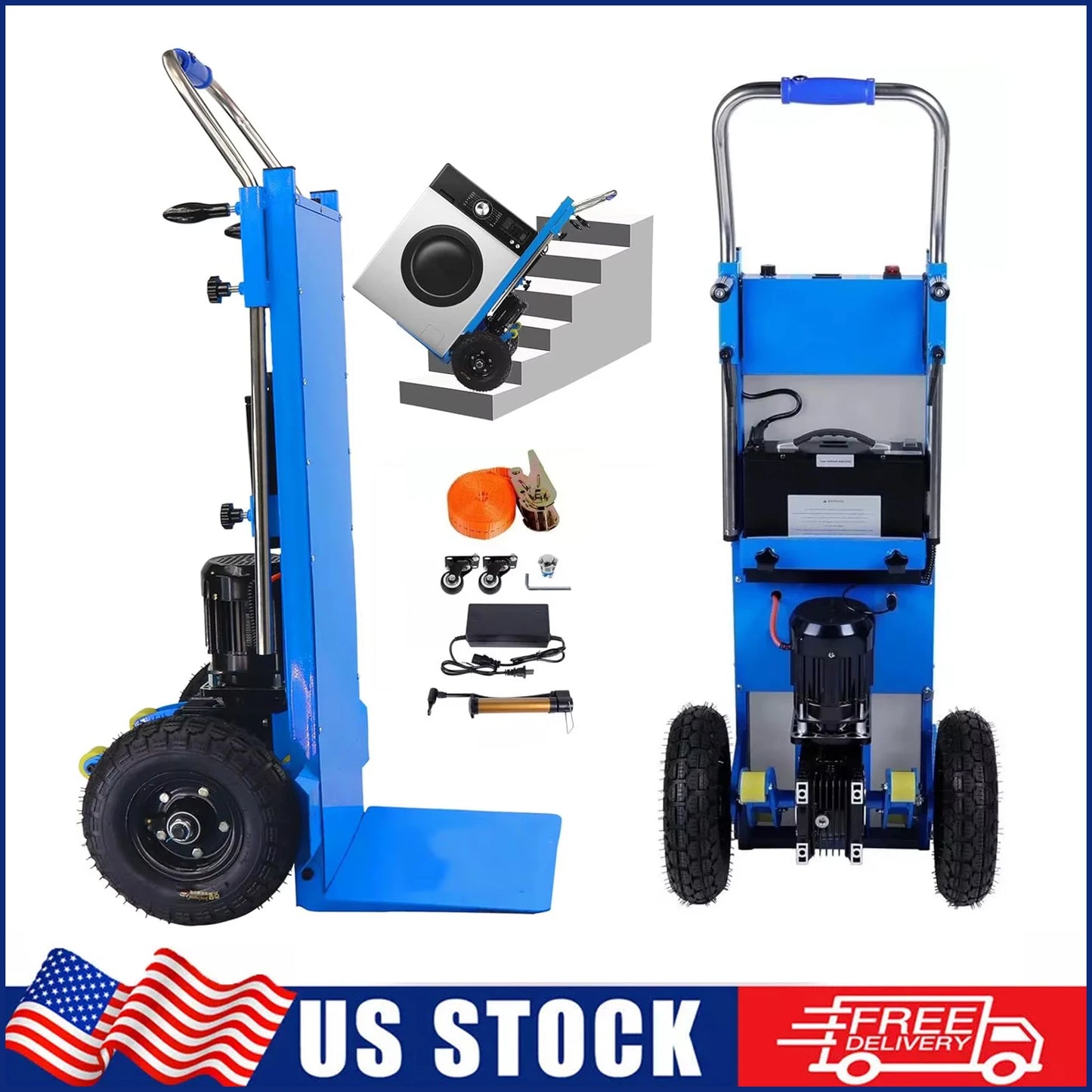 Charging Heavy Duty Electric Stair Climbing Hand Truck Dolly With 880lb Capacity