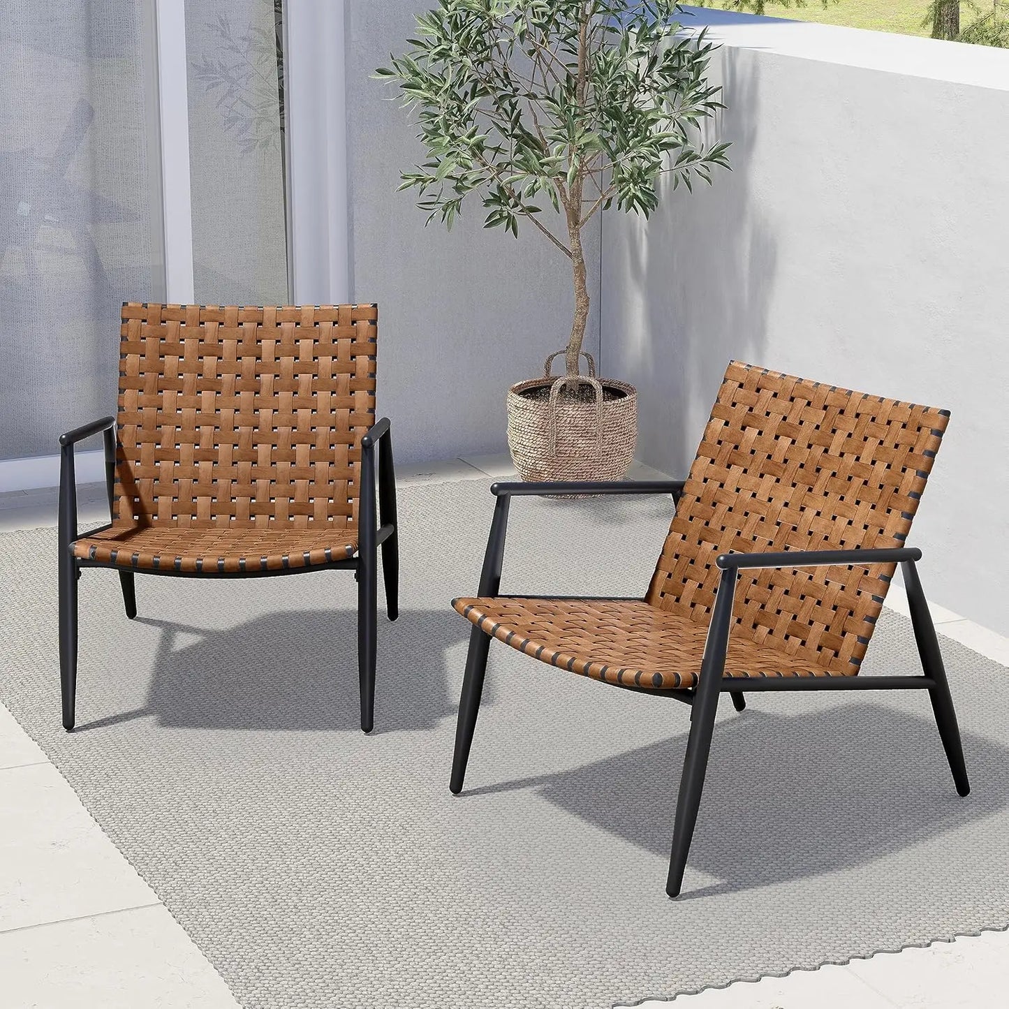 Grand Patio Leather Look Outdoor Wicker Furniture Set