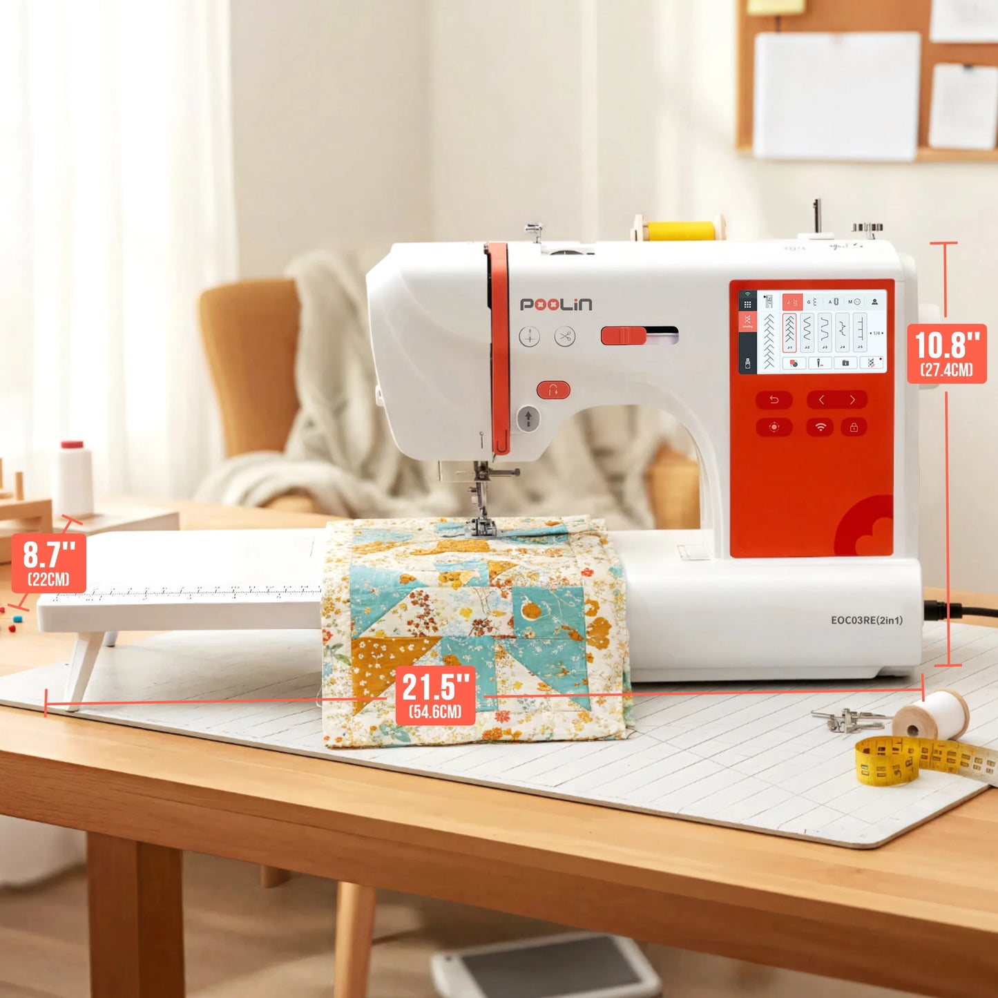 2-in-1 Embroidery and Sewing Machine for Beginners EOC03