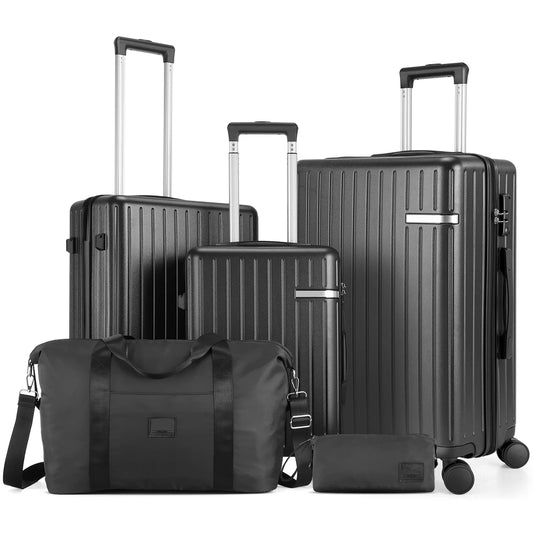 HOTEELCN 5 Piece Hardside Luggage Set With Spinner