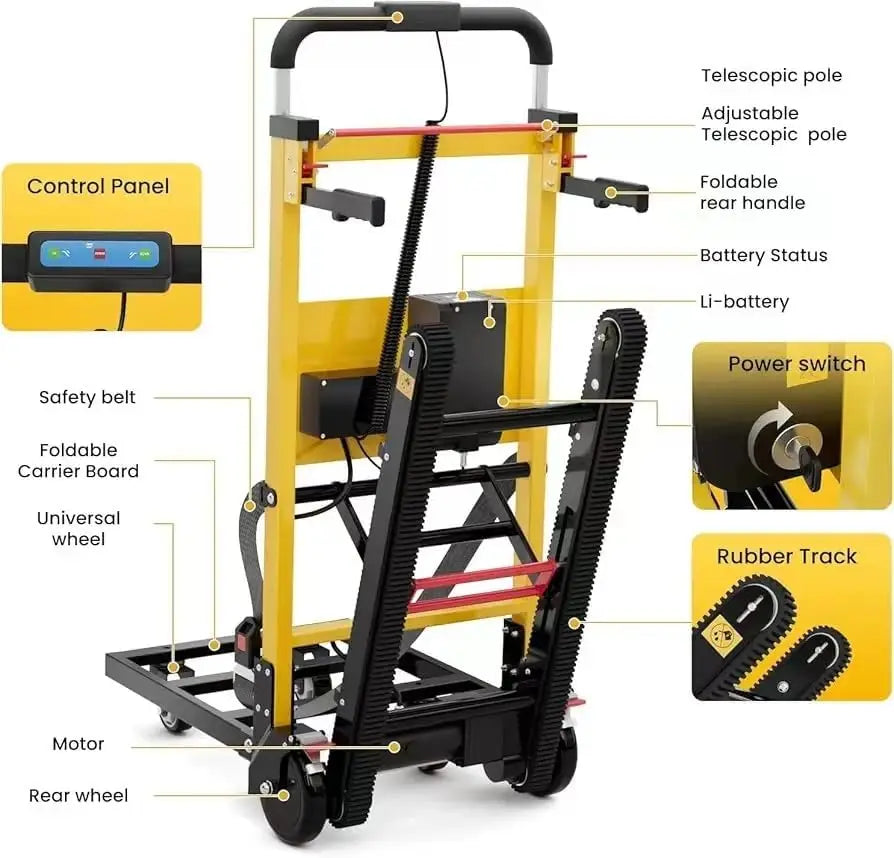 Climbing Heavy Duty Electric Stair Climbing Hand Truck Dolly 441 Lb Capacity For Furniture Logistics