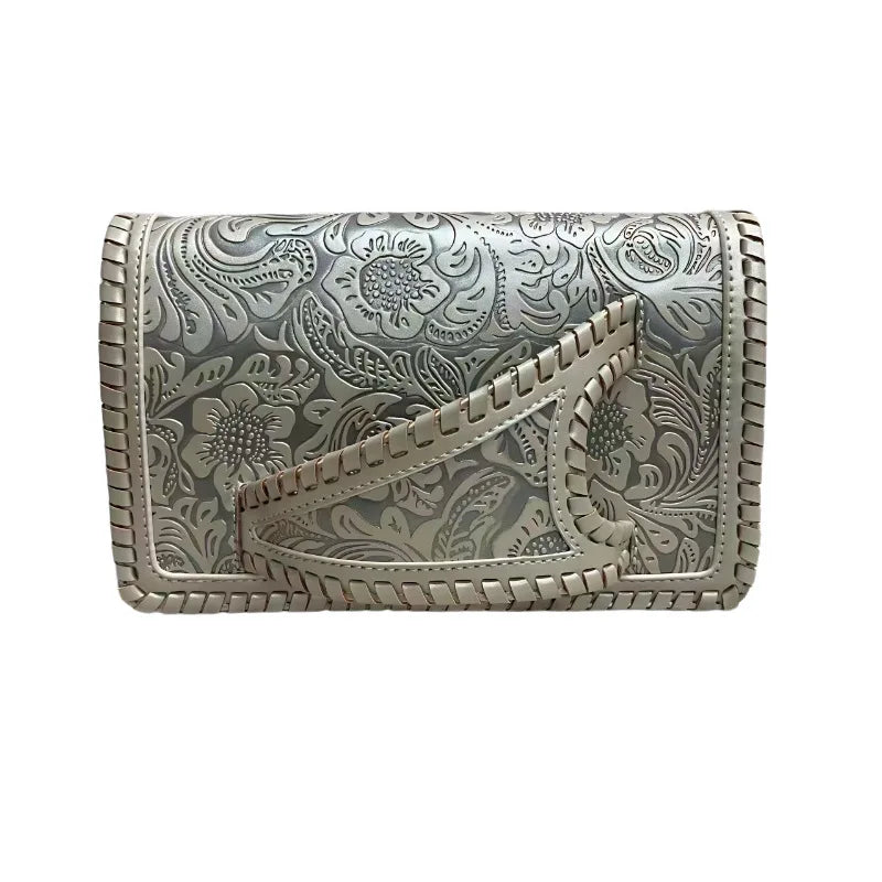 NONECN Retro Pattern PU Leather Handbag For Women Everyday