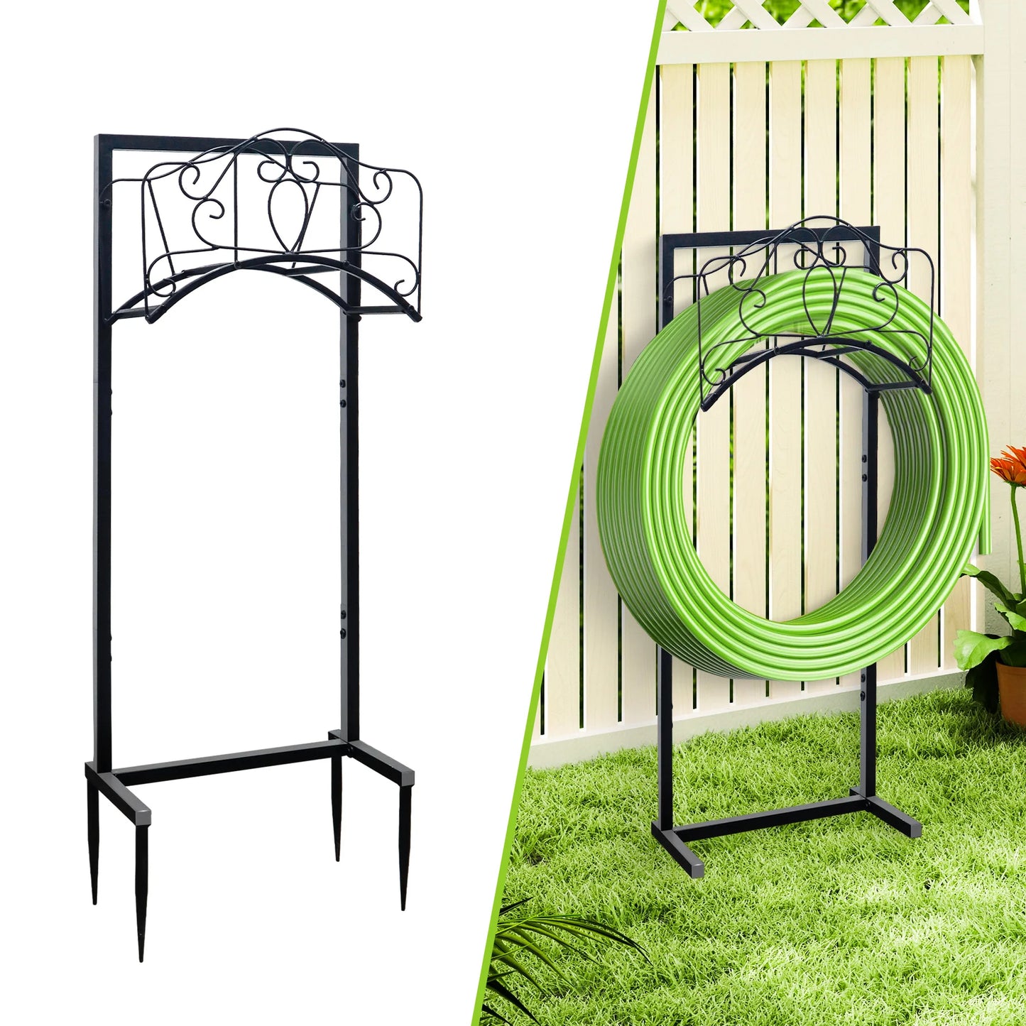 Garden Hose Holder Stand Heavy Duty Metal Freestanding Hose Hanger
