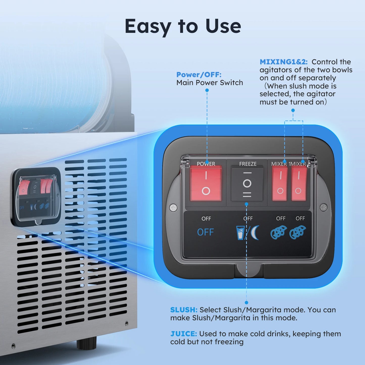 SHICUO Commercial Slushie Machine Two-Flavor Margarita Drink Maker
