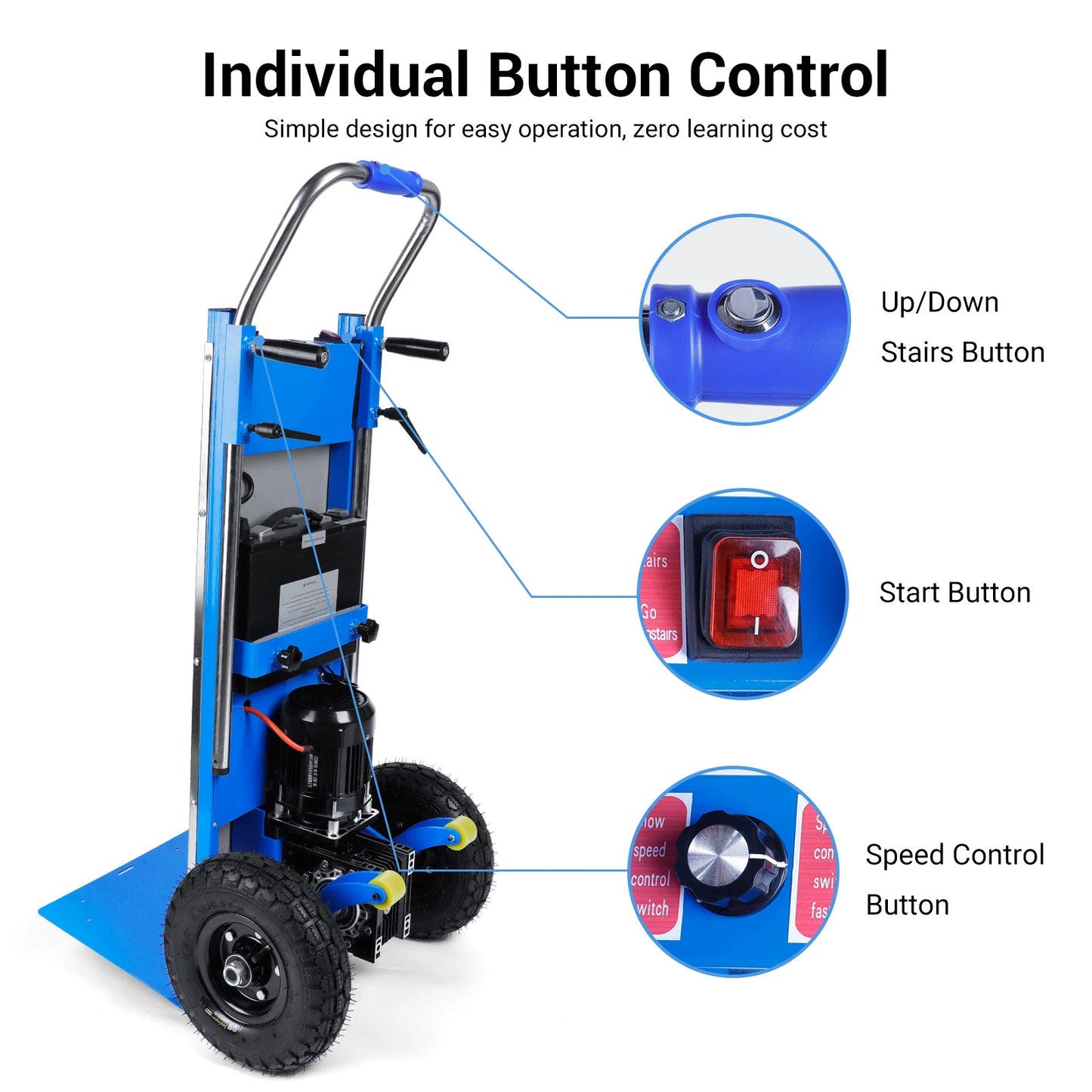 Charging Heavy Duty Electric Stair Climbing Hand Truck Dolly With 880lb Capacity