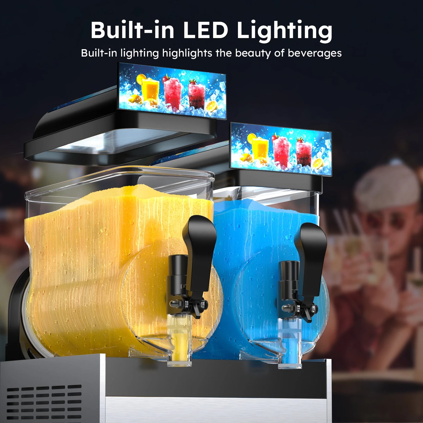 SHICUO Commercial Slushie Machine Two-Flavor Margarita Drink Maker